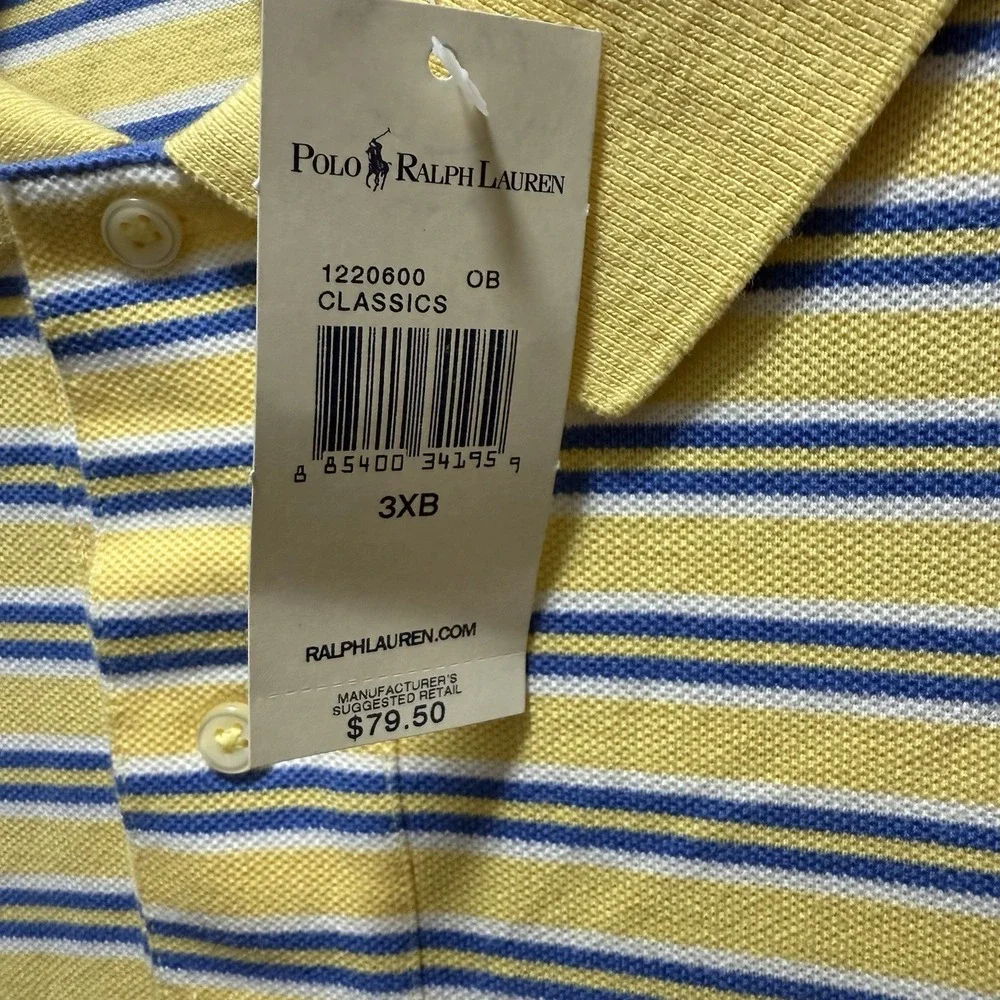Vintage Polo Ralph Lauren Shirt‎ Size 3XB Blue Yellow Stripe NEW WITH TAGS